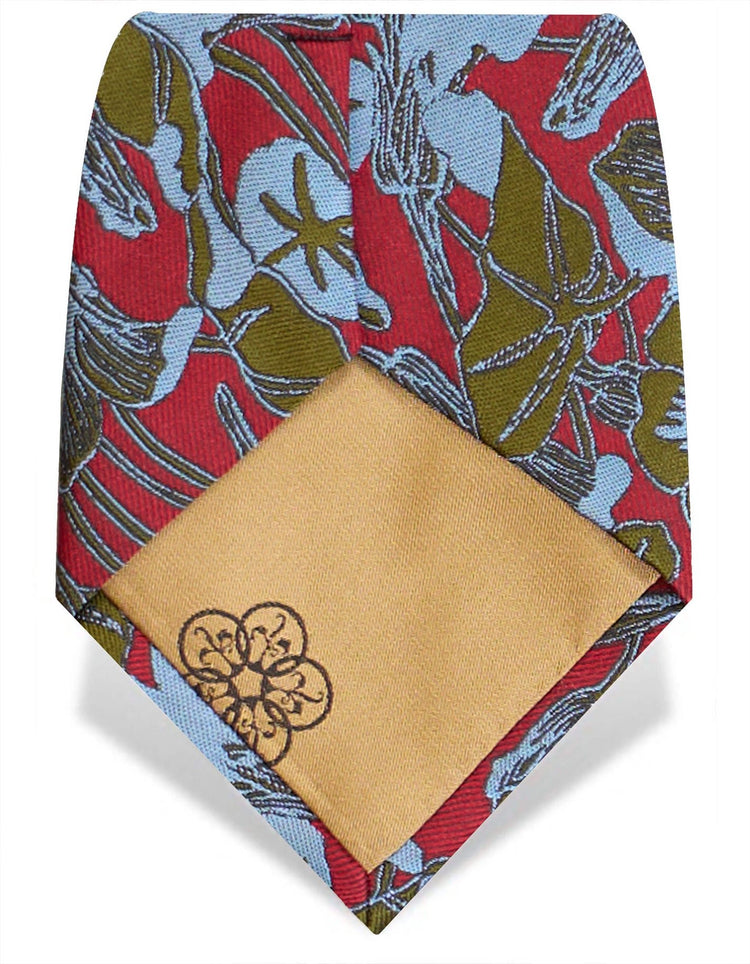 Burgundy & Blue Nasturtiums Tie - Gresham Blake Studios