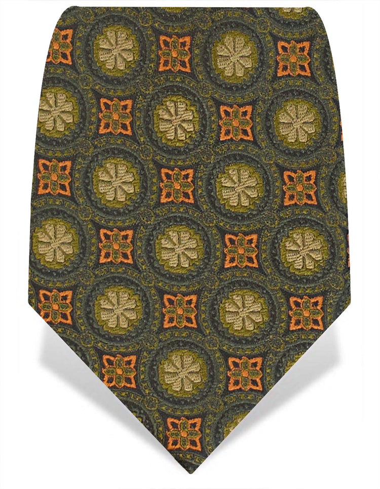 Green Floral Tile Tie - Gresham Blake Studios