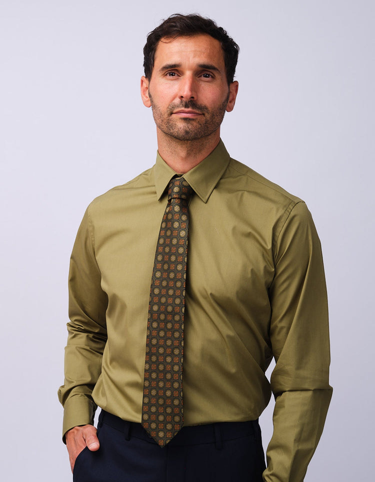 Green Floral Tile Tie - Gresham Blake Studios