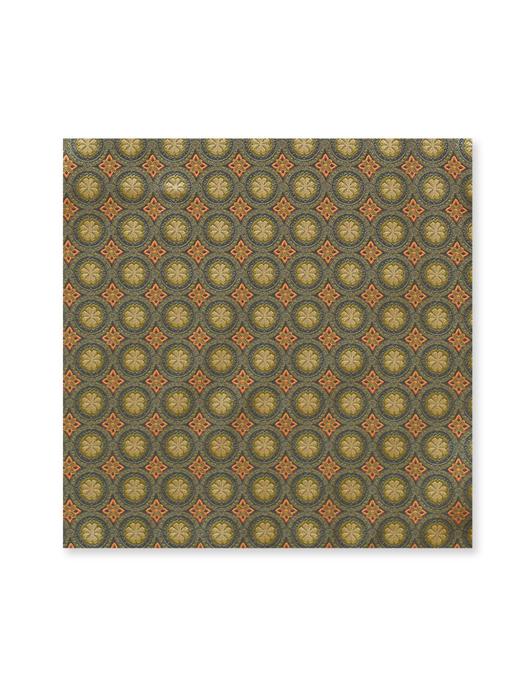 Green Graphic Floral Tile Pocket Square - Gresham Blake Studios