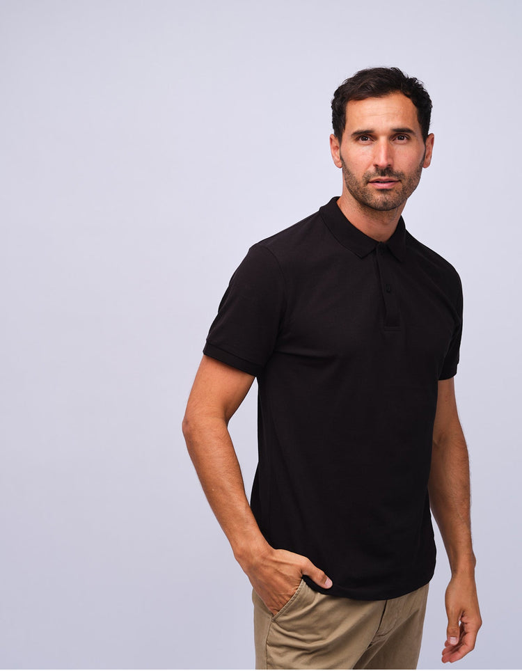Mens Black Cotton Polo Shirt - Gresham Blake Studios