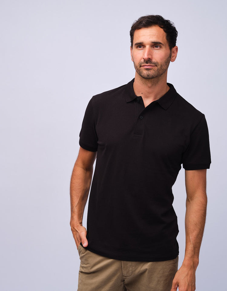 Mens Black Cotton Polo Shirt - Gresham Blake Studios