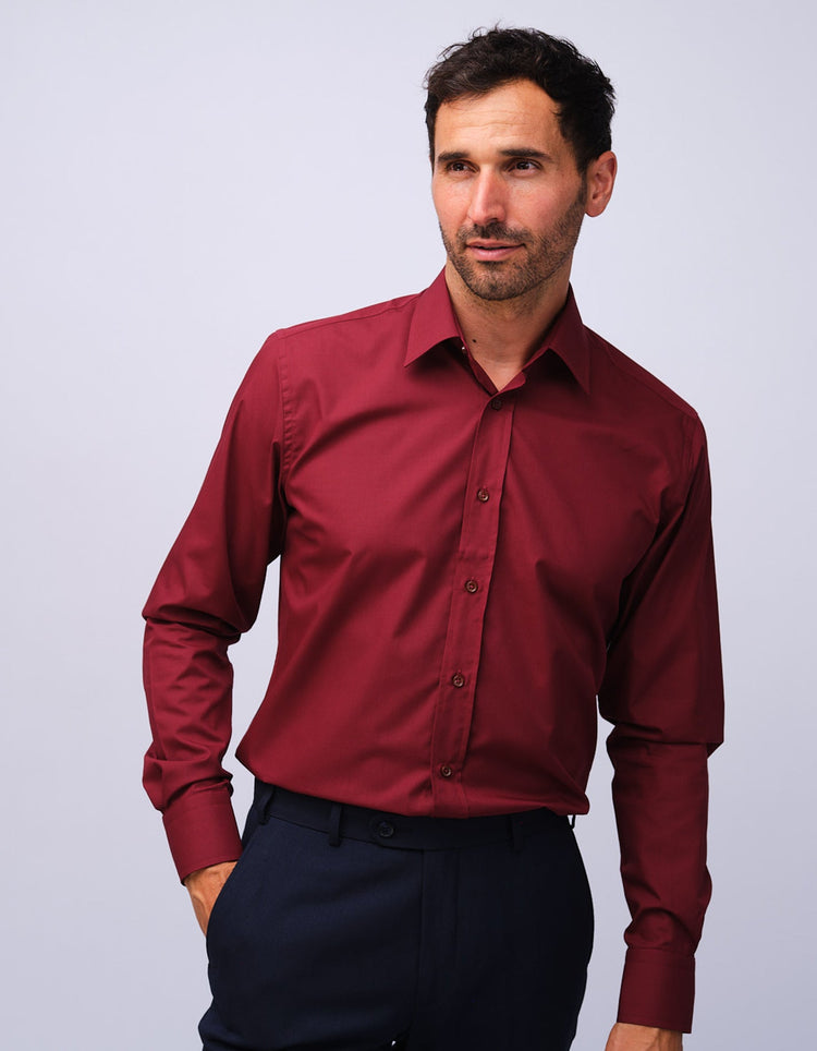 Mens Burgundy Kent Collar Shirt - Gresham Blake Studios
