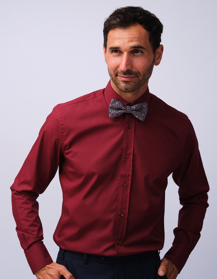 Mens Burgundy Kent Collar Shirt - Gresham Blake Studios