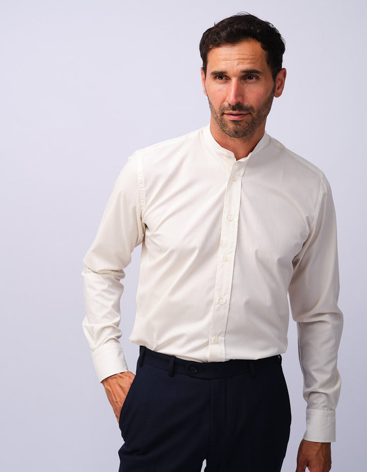 Mens Cream Grandad Shirt - Gresham Blake Studios