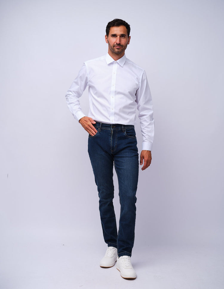 Mens Dark Blue Wash Jeans - Gresham Blake Studios