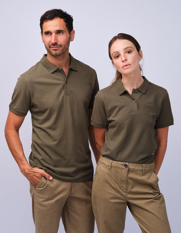 Mens Khaki Cotton Polo Shirt - Gresham Blake Studios