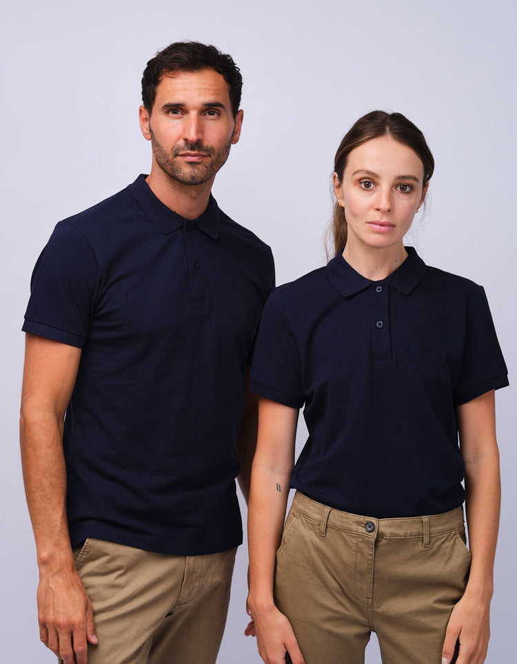 Mens Navy Cotton Polo Shirt - Gresham Blake Studios