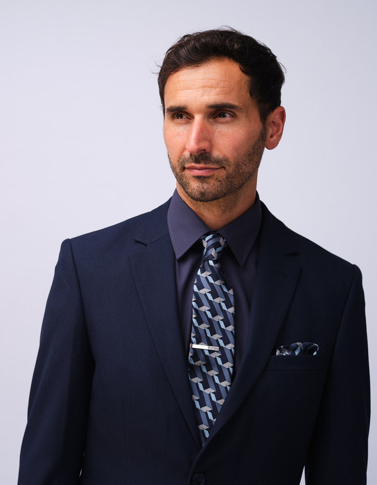 Mens Navy Dot Suit Jacket - Gresham Blake Studios