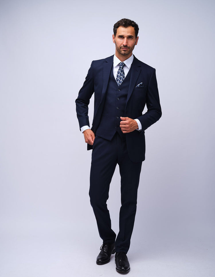 Mens Navy Dot Tailored Trouser - Gresham Blake Studios