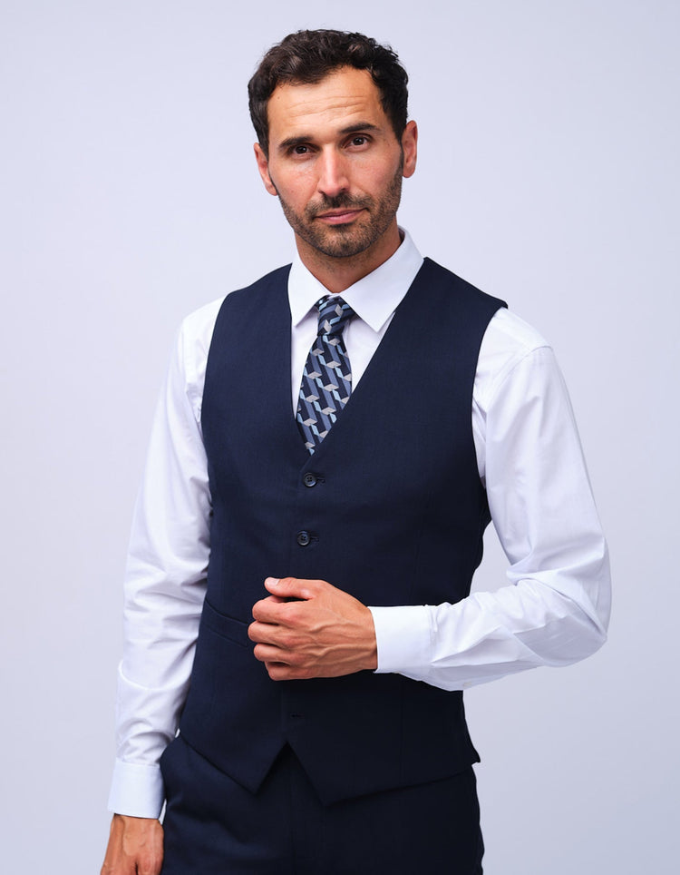 Mens Navy Dot Waistcoat - Gresham Blake Studios