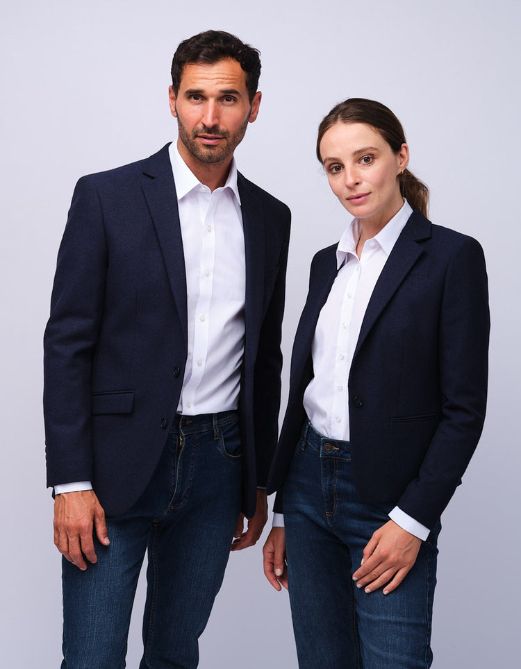 Mens Navy Herringbone Tweed Jacket - Gresham Blake Studios