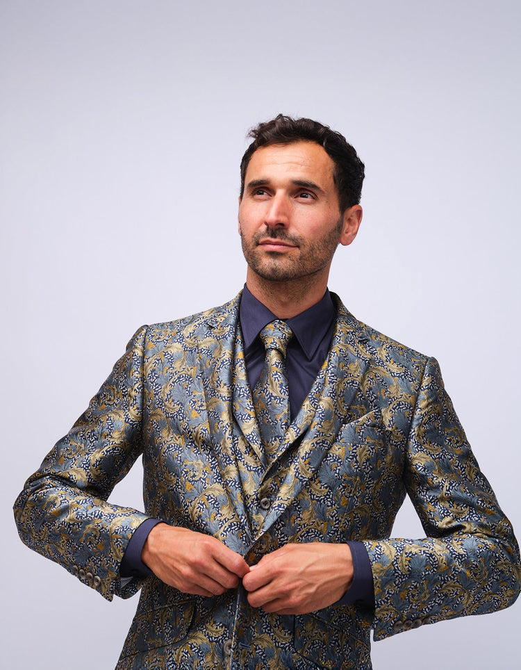 Mens Navy Kent Collar Shirt - Gresham Blake Studios