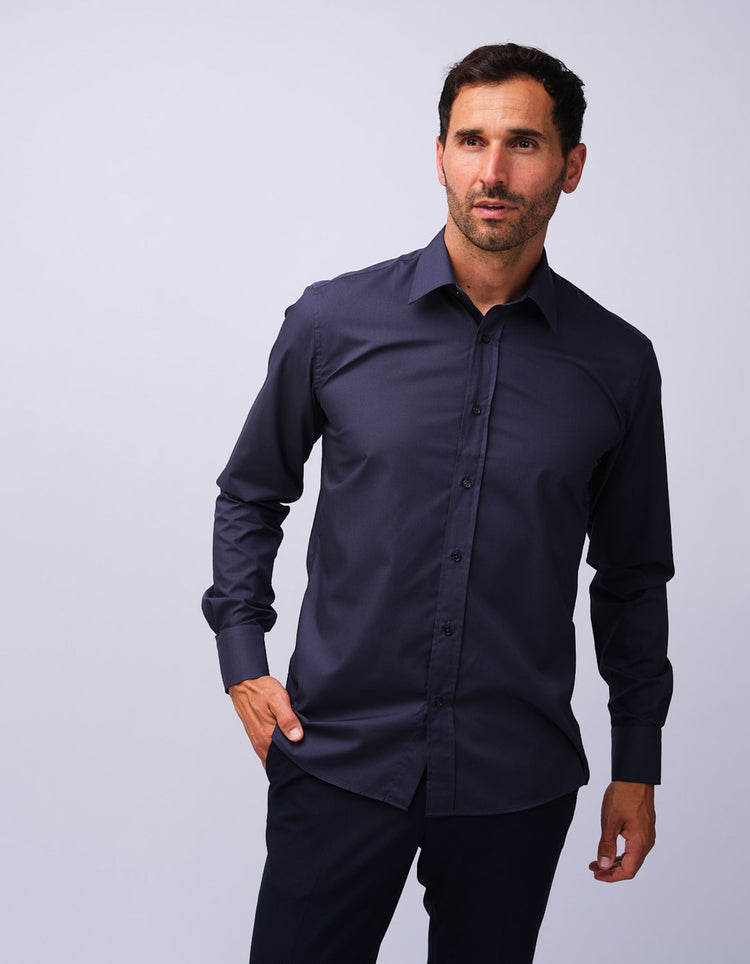 Mens Navy Kent Collar Shirt - Gresham Blake Studios