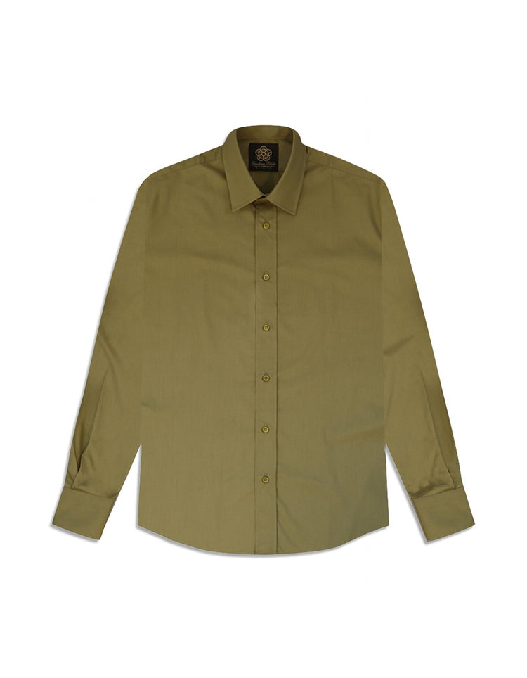 Mens Olive Kent Collar Shirt - Gresham Blake Studios