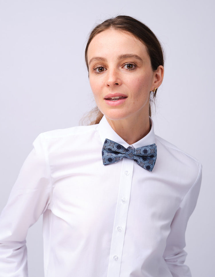 Navy Floral Tile Bow Tie - Gresham Blake Studios