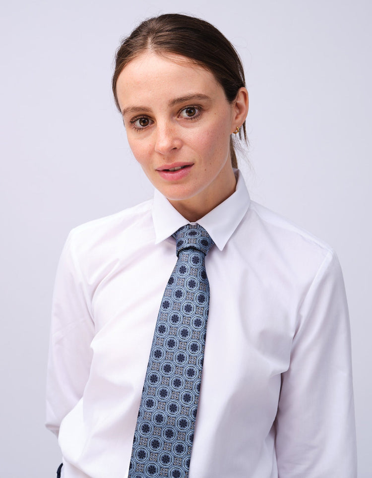 Navy Floral Tile Tie - Gresham Blake Studios