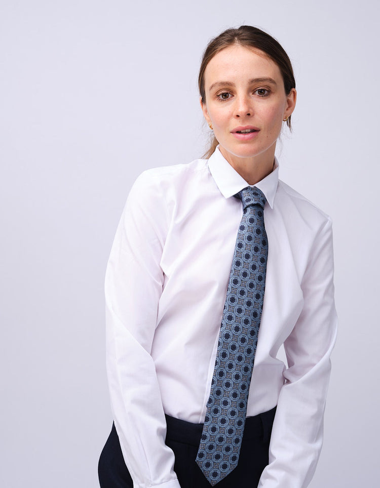 Navy Floral Tile Tie - Gresham Blake Studios