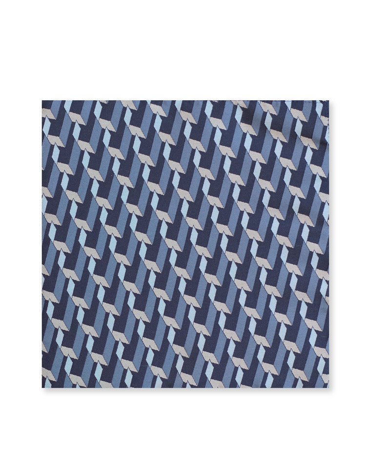 Navy Graphic Blocks Pocket Square - Gresham Blake Studios