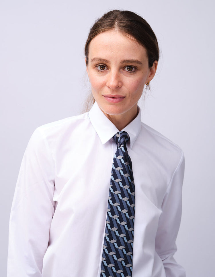 Navy Graphic Blocks Tie - Gresham Blake Studios