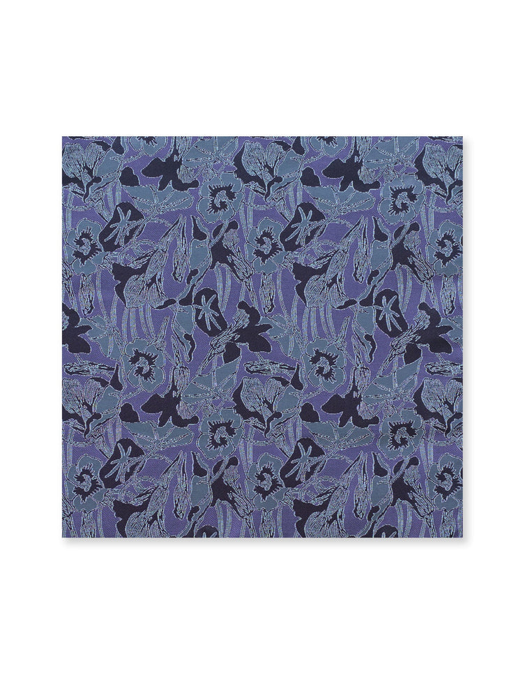 Navy Nasturtiums Pocket Square - Gresham Blake Studios