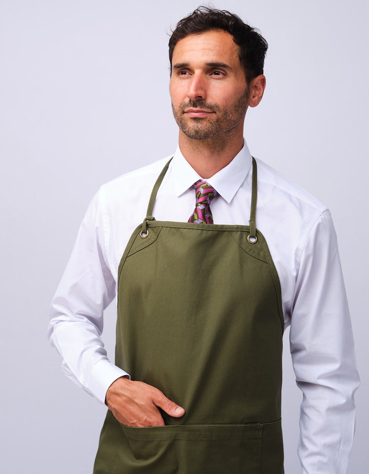Olive Organic Cotton Bib Apron - Gresham Blake Studios