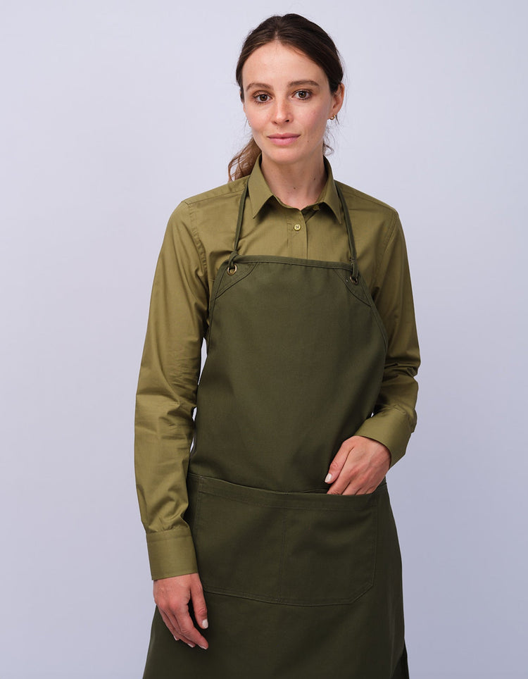 Olive Organic Cotton Bib Apron - Gresham Blake Studios