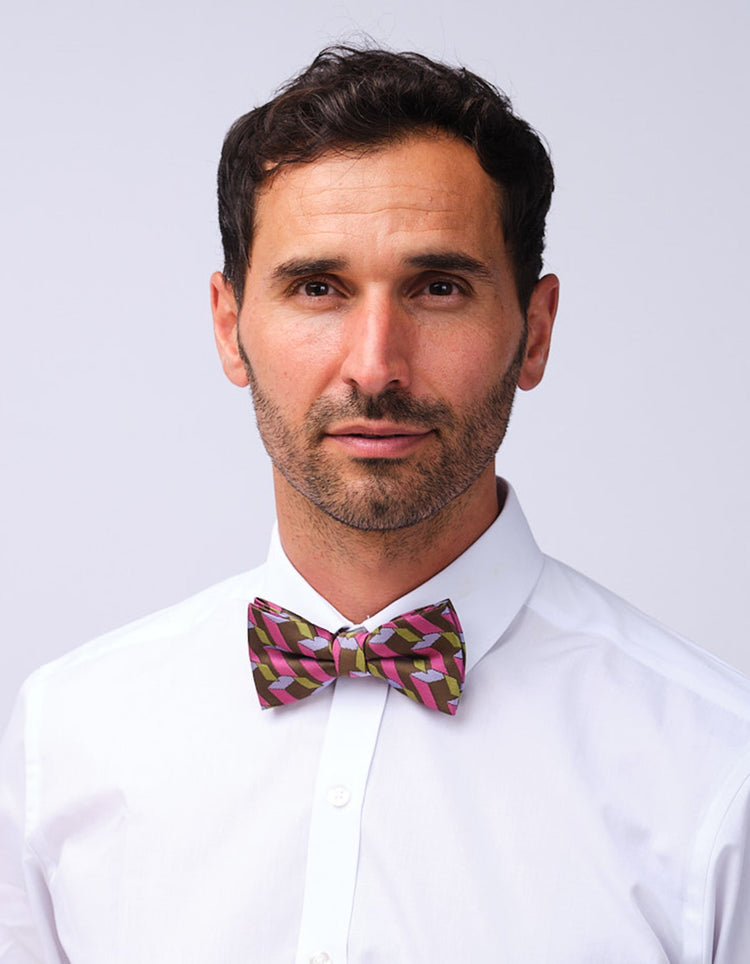 Pink & Green Graphic Blocks Bow Tie - Gresham Blake Studios