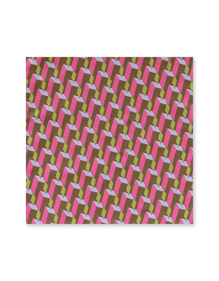 Pink & Green Graphic Blocks Pocket Square - Gresham Blake Studios