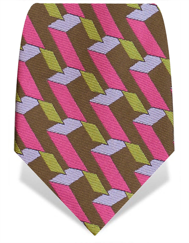 Pink & Green Graphic Blocks Tie - Gresham Blake Studios
