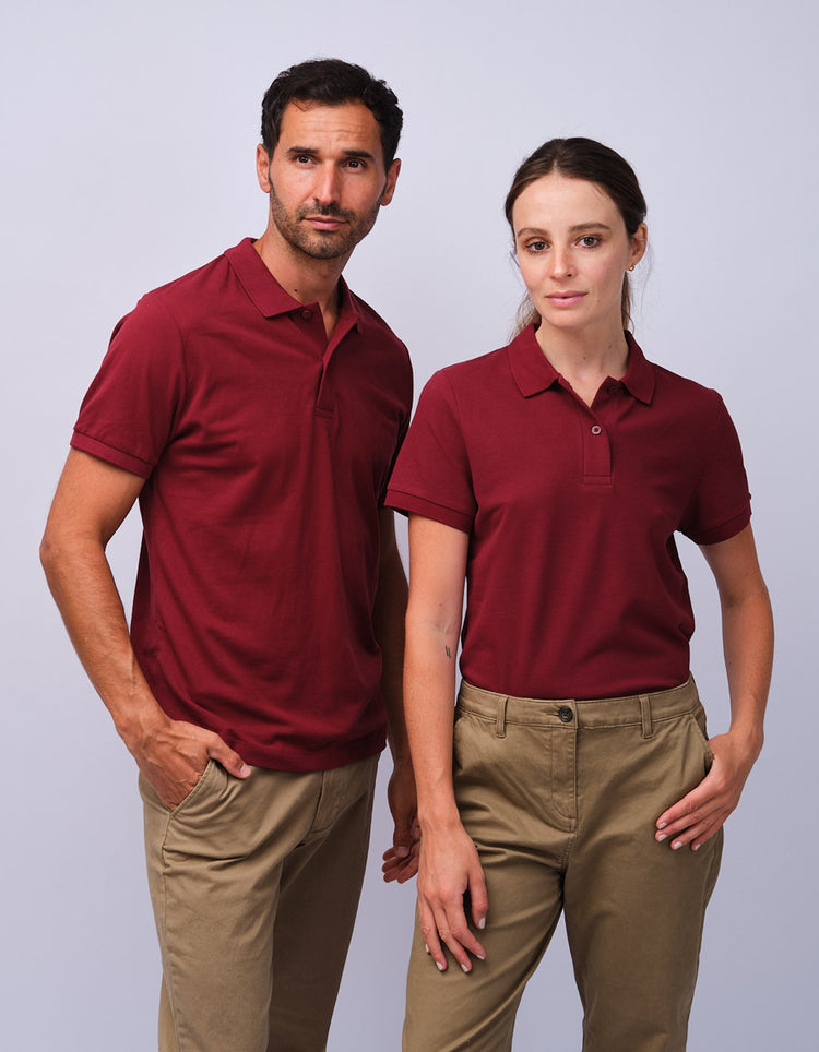 Womens Burgundy Cotton Polo Shirt - Gresham Blake Studios