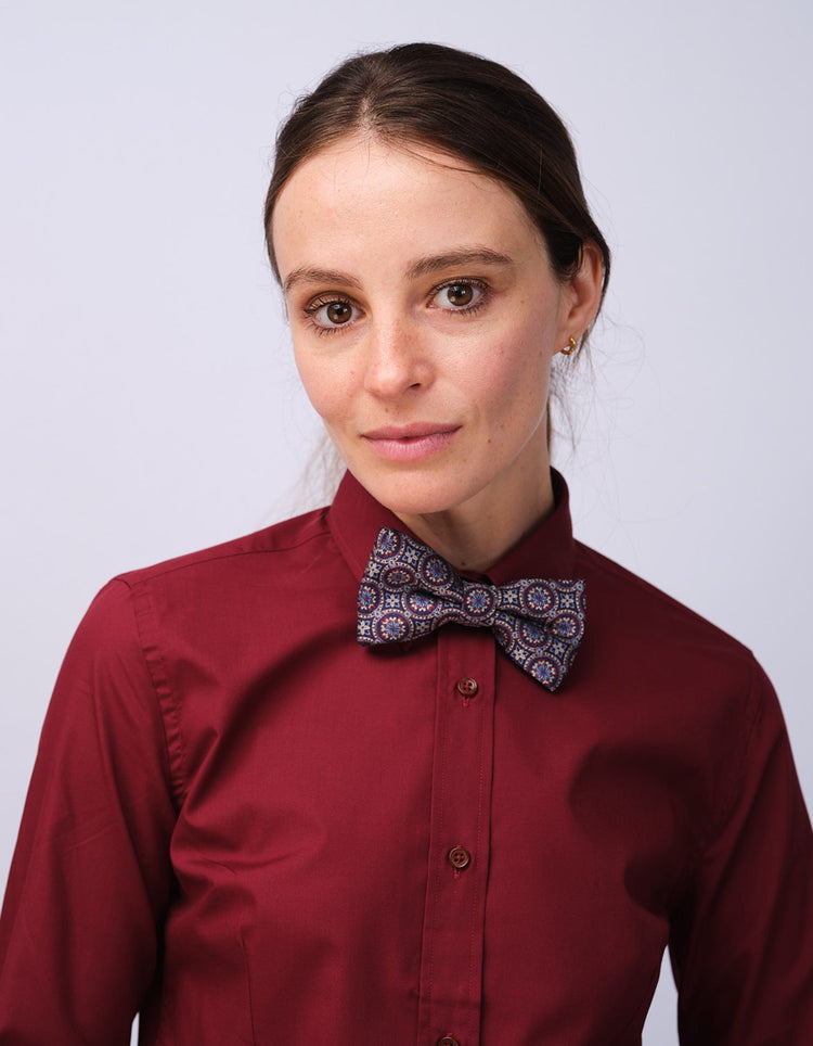Womens Burgundy Kent Collar Shirt - Gresham Blake Studios