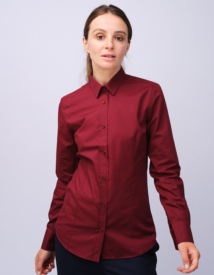 Womens Burgundy Kent Collar Shirt - Gresham Blake Studios