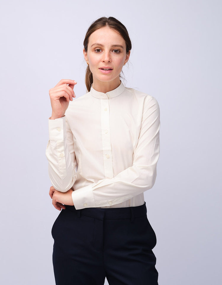 Womens Cream Grandad Shirt - Gresham Blake Studios