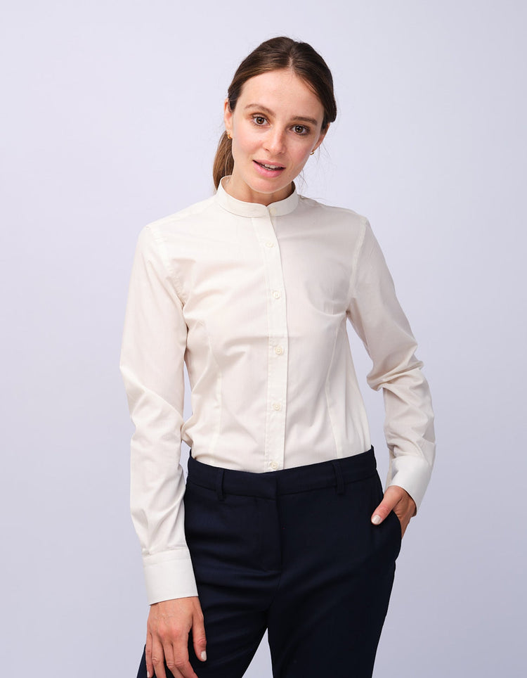 Womens Cream Grandad Shirt - Gresham Blake Studios