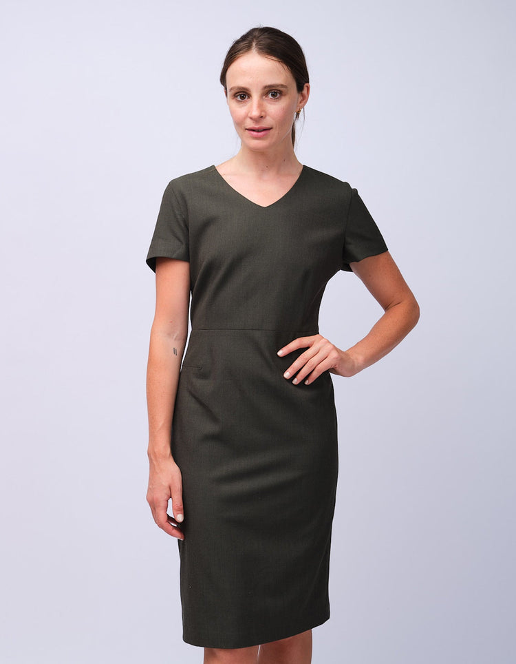 Womens Green Dot V - Neck Dress - Gresham Blake Studios