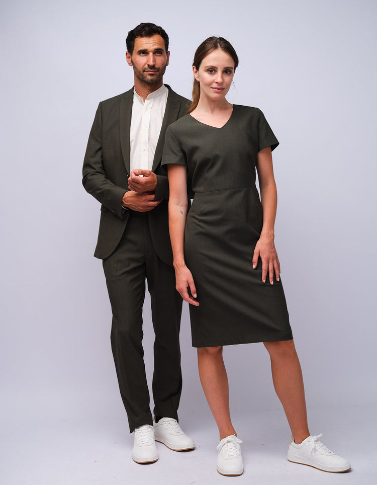 Womens Green Dot V - Neck Dress - Gresham Blake Studios