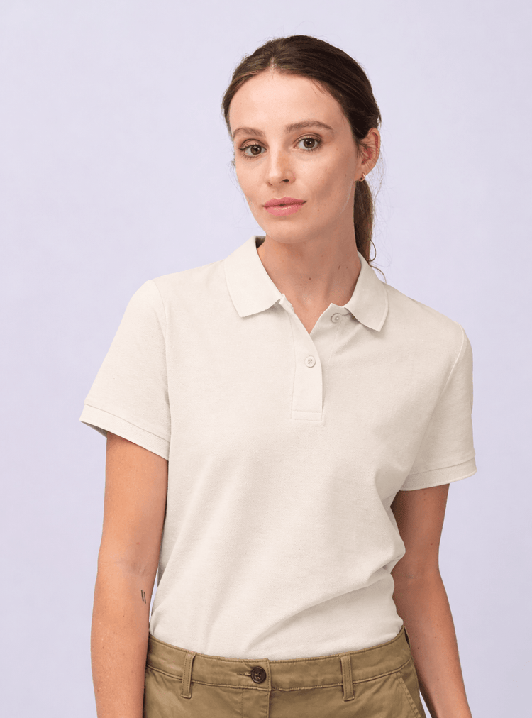 Womens Natural Raw Cotton Short Sleeve Polo Shirt - Gresham Blake Studios
