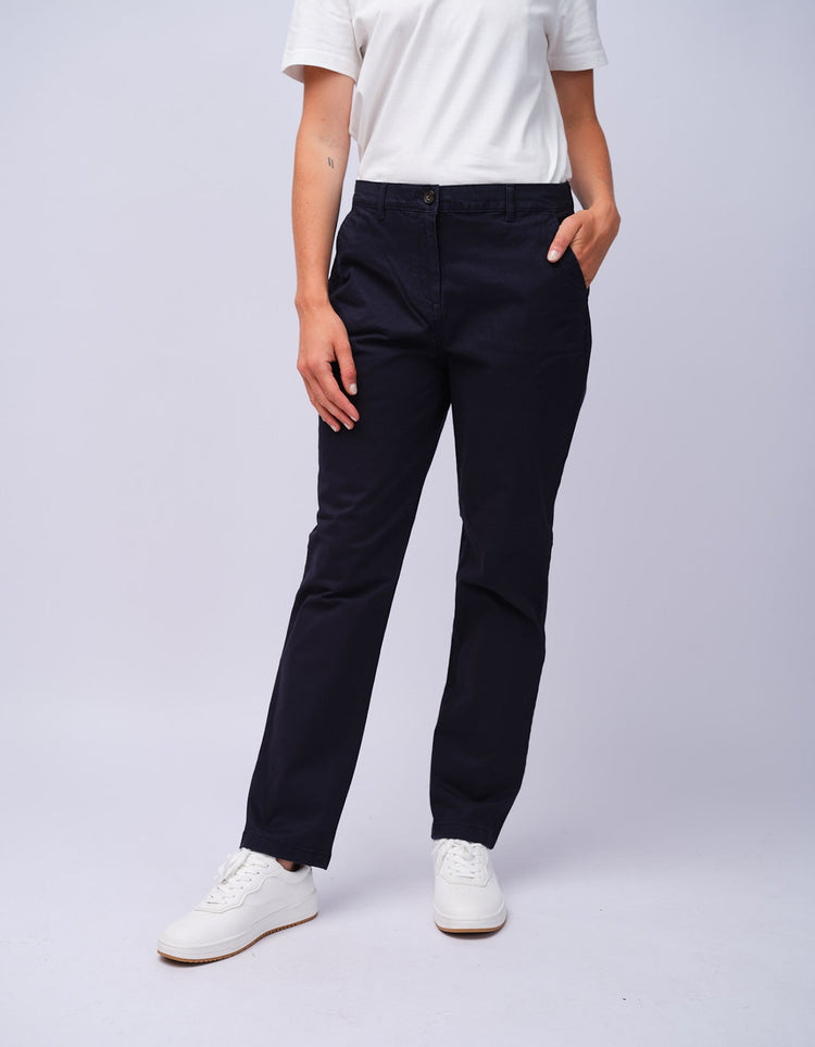 Womens Navy Cotton Chino - Gresham Blake Studios