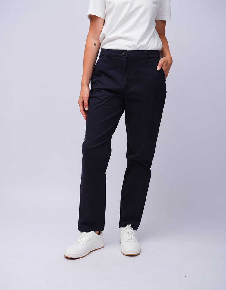 Womens Navy Cotton Chino - Gresham Blake Studios
