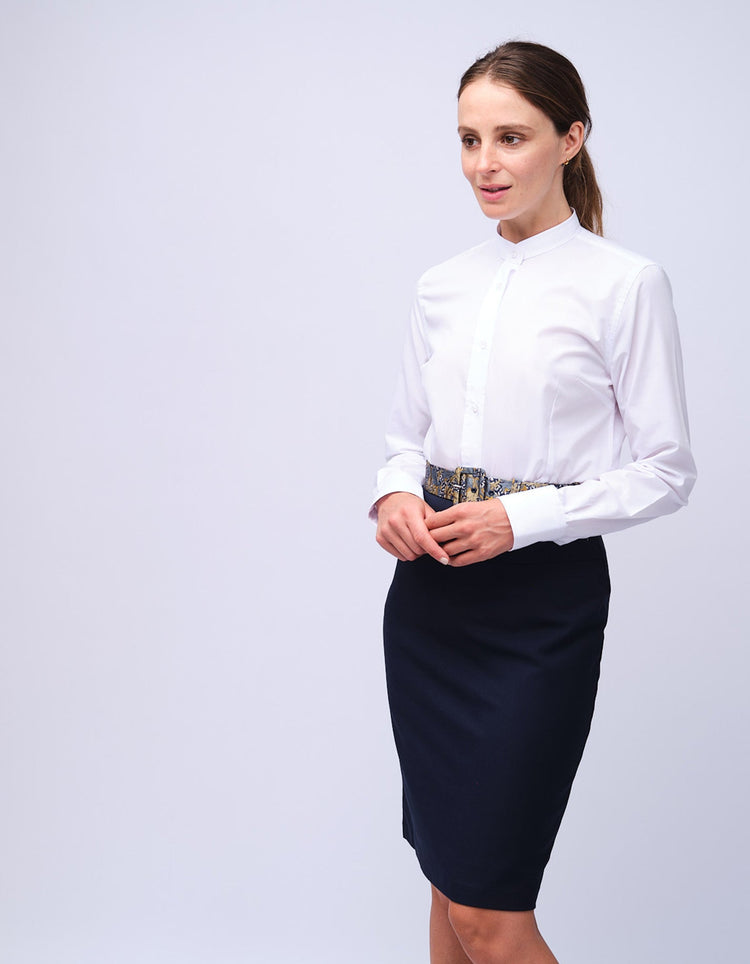 Womens Navy Dot Pencil Skirt - Gresham Blake Studios