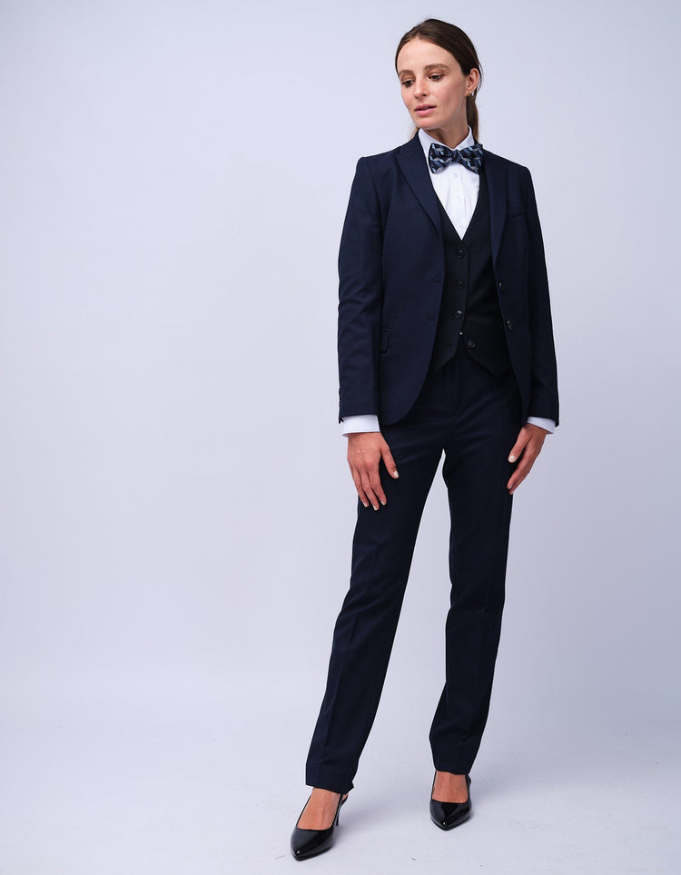 Womens Navy Dot Tailored Trouser - Gresham Blake Studios