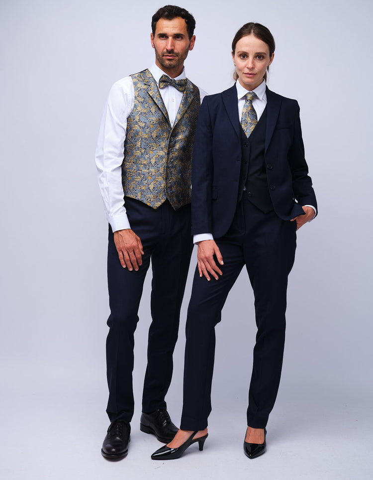 Womens Navy Dot Tailored Trouser - Gresham Blake Studios