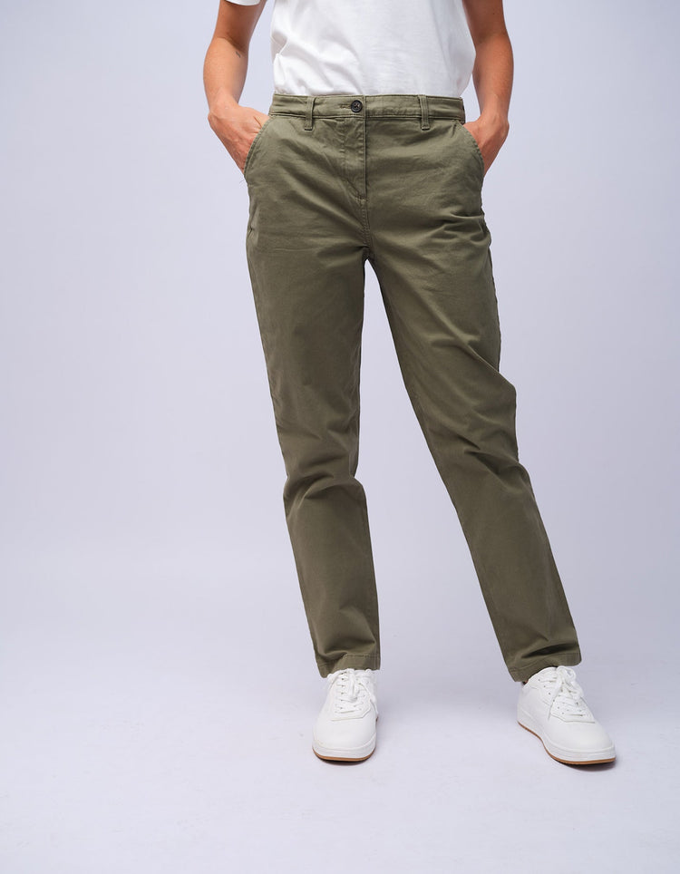 Womens Olive Cotton Chino - Gresham Blake Studios
