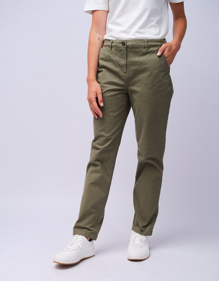 Womens Olive Cotton Chino - Gresham Blake Studios