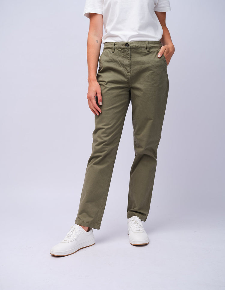 Womens Olive Cotton Chino - Gresham Blake Studios