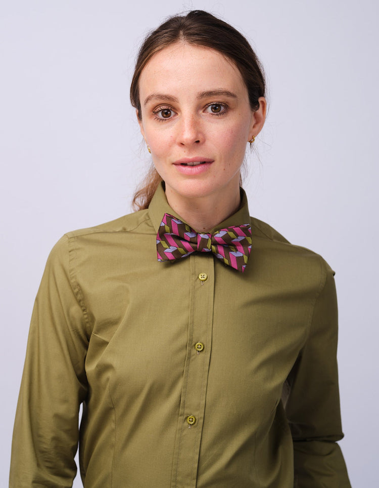 Womens Olive Kent Collar Shirt - Gresham Blake Studios