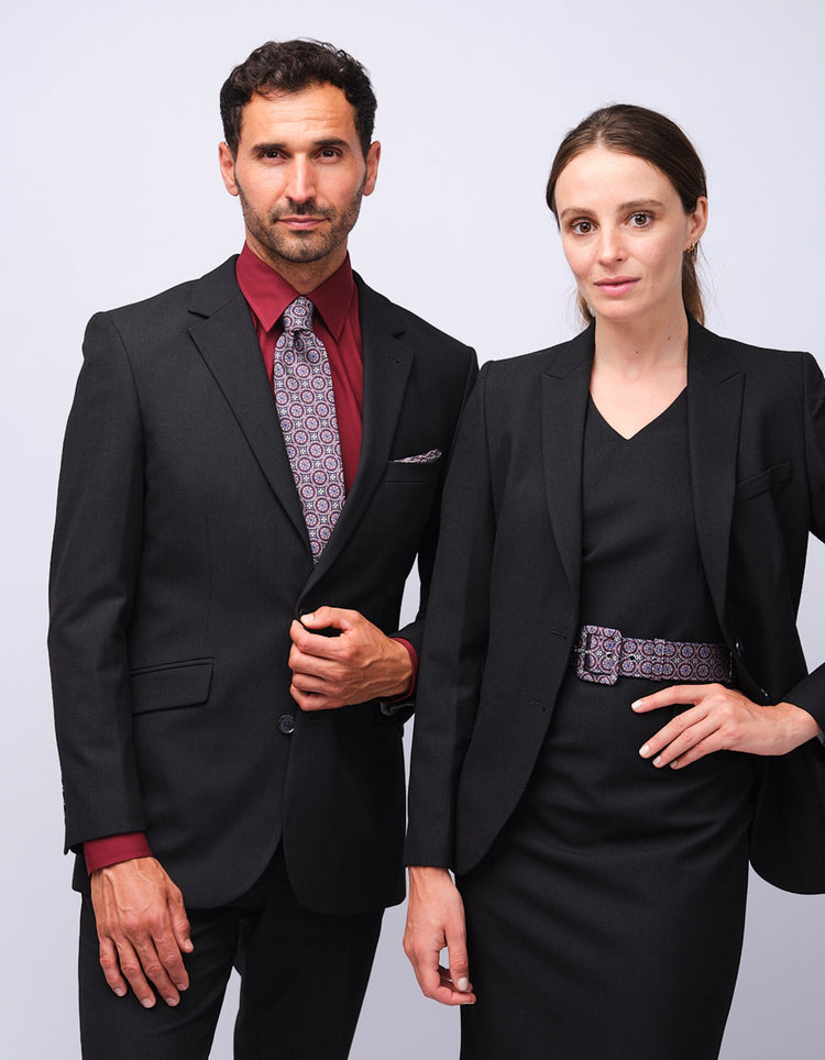 Burgundy & Blue Floral Tile Tie - Gresham Blake Studios