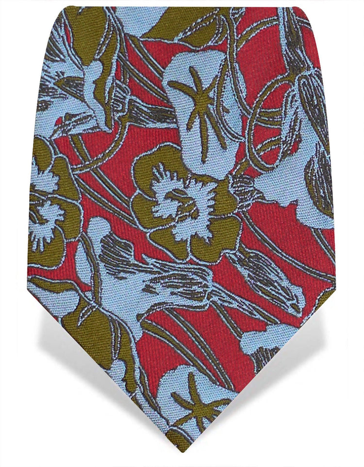 Burgundy & Blue Nasturtiums Tie - Gresham Blake Studios