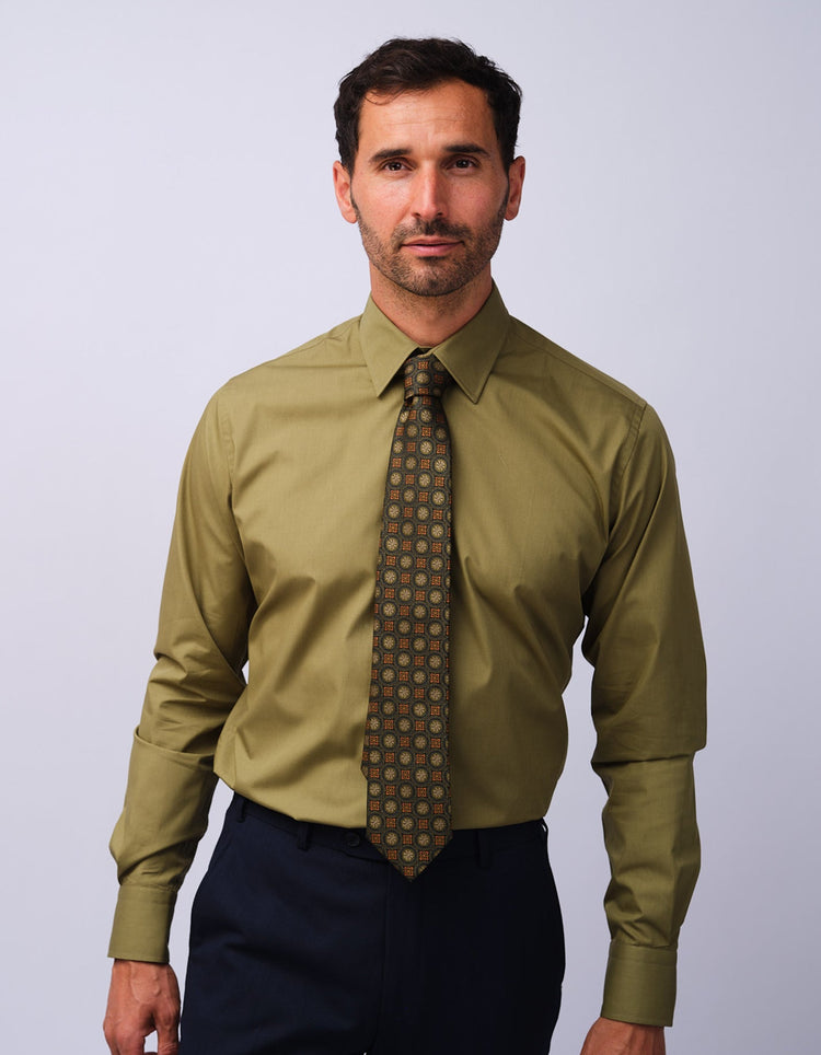 Green Floral Tile Tie - Gresham Blake Studios